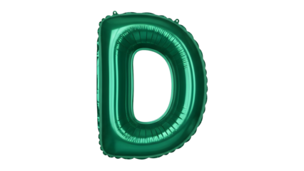 Green foil letter d isolated on transparent background