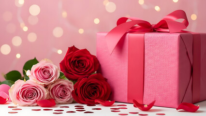 Romantic gift box with roses
