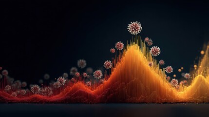 Virus particles hovering over data graph