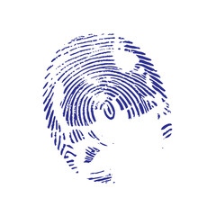 Vector blue fingerprint background. Detailed fingerprint on grunge background symbolizing identity verification.	
