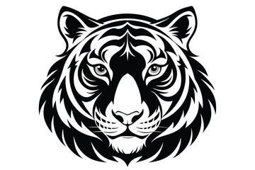 Fototapeta premium simple tiger head line art silhouette vector illustration
