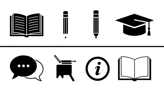 Essential vector icons illustrating the journey of education, knowledge, and communication, ideal for academic resources and digital learning platforms