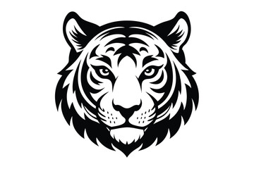 Obraz premium simple tiger head line art silhouette vector illustration