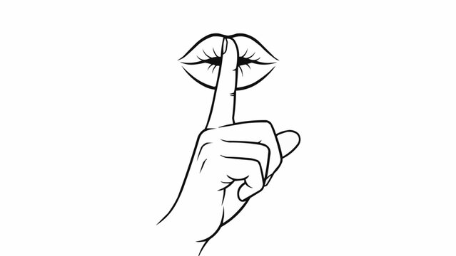 Finger on lips gesture for silence and secrecy.