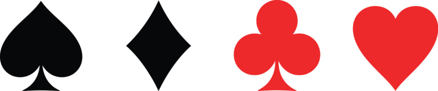 Four standard suits playing cards. Spades, Clubs, Hearts, and Diamonds. 