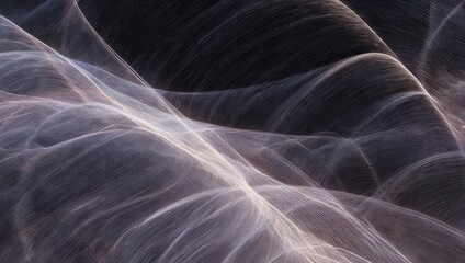 Abstract undulating lines and soft gradients create a flowing, ethereal composition