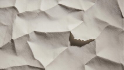 Textured abstract image with folded, creased paper creating a geometric pattern with a torn edge