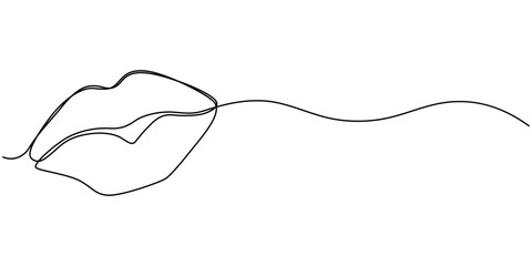 Obraz premium Minimalist one line lip icon continuous line drawing vector illustration, Lips outline icon continuous one line drawing minimalist style isolated illustration, Lip continuous one line drawing isolated