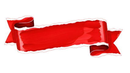 Red banner ribbon isolated on transparent background
