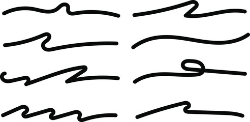 Collection of wavy lines abstract shapes isolated design elements