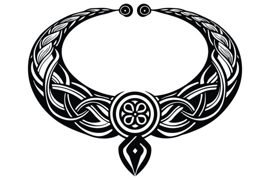 celtic torc necklace line art silhouette vector illustration