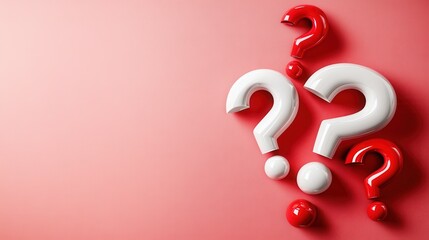 This vibrant image features colorful 3D question marks on a soft pink background, symbolizing curiosity and inquiry in a visually appealing manner.