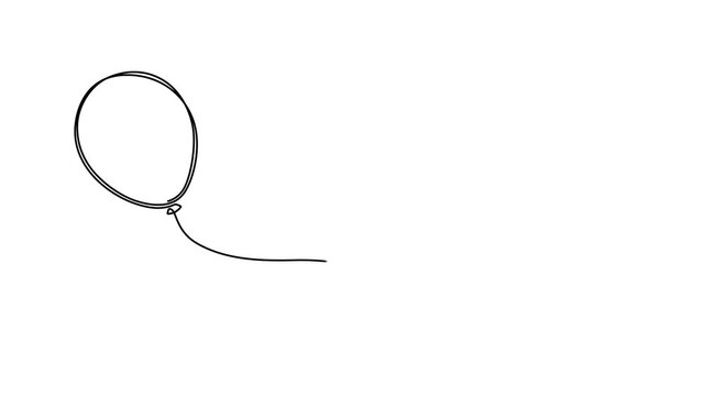 balloon continuous one line drawing animation, Speech bubble continuous video one line drawing, minimalist line illustration done in one line animation, Balloon with heart shape animation