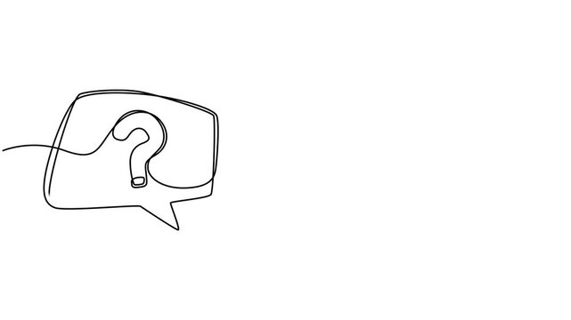 Animated self drawing of continuous line draw Quick tips. Continuous one line drawing of question mark, Animated self drawing question mark and speech bubble. Full length one line animation. 4K video.