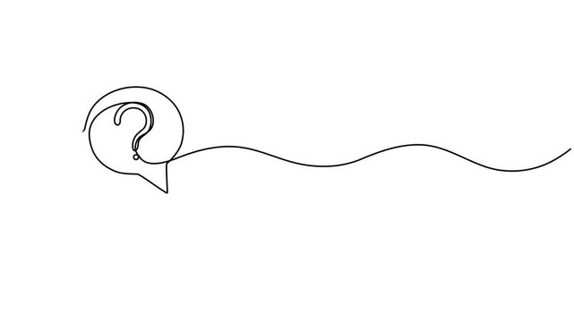 Animated self drawing of continuous line draw Quick tips. Continuous one line drawing of question mark, Animated self drawing question mark and speech bubble. Full length one line animation. 4K video.