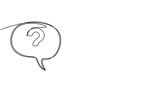 Animated self drawing of continuous line draw Quick tips. Continuous one line drawing of question mark, Animated self drawing question mark and speech bubble. Full length one line animation. 4K video.