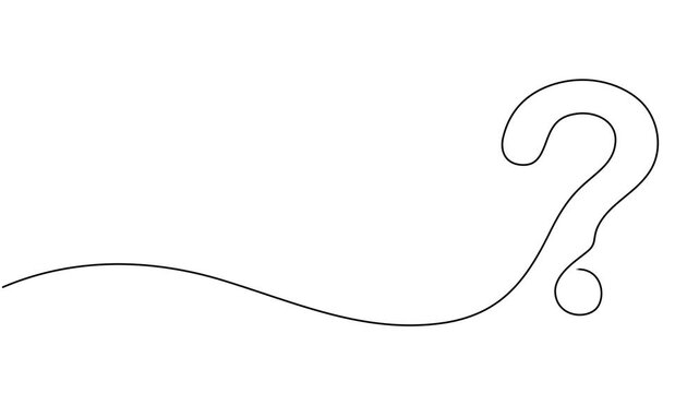 Question mark one line art animation, hand drawn asking sign, Question mark continuous one line drawing animated video, Self drawing line animation question mark continuous line drawn concept video.