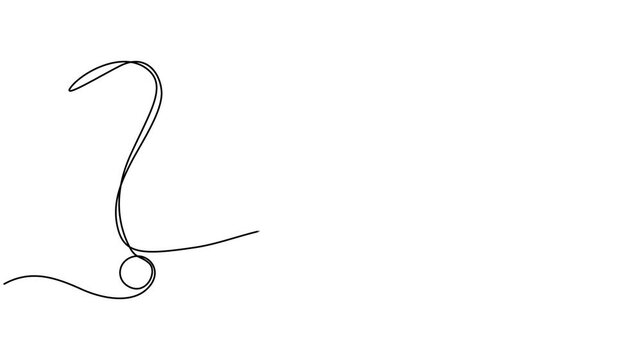 Question mark one line art animation, hand drawn asking sign, Question mark continuous one line drawing animated video, Self drawing line animation question mark continuous line drawn concept video.