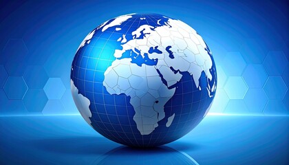Digital globe with hexagonal grid overlay in blue tones