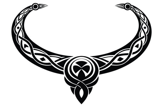 celtic torc necklace line art silhouette vector illustration