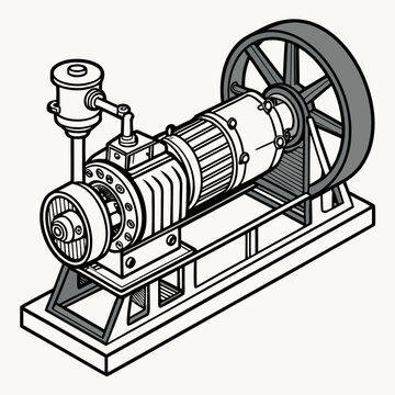 Vintage steam engine illustration