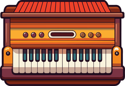 
Traditional Indian harmonium musical instrument flat vector illustration for classical music and devotional kirtan[1]