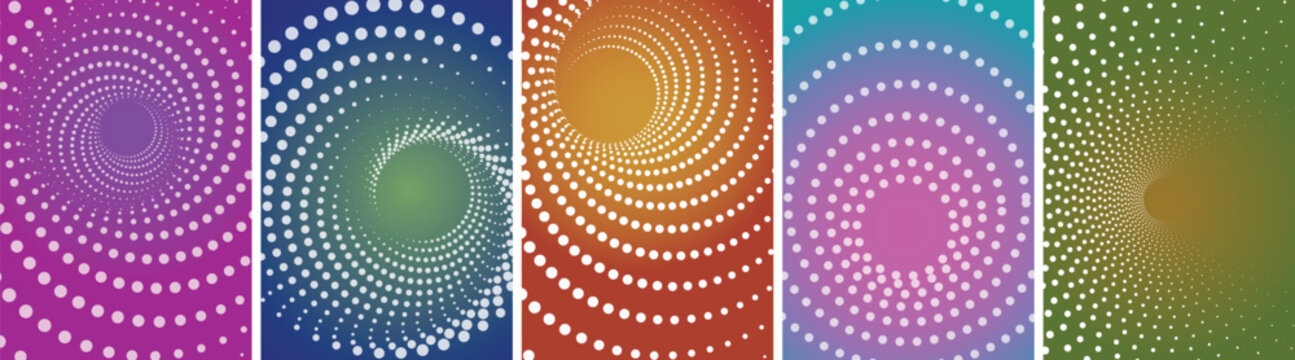 abstract circular dot spiral background with smooth color gradients modern halftone geometry design