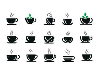 Coffee cup icon set with transparant background