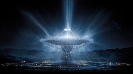 Giant radio telescope receiving signals from deep space