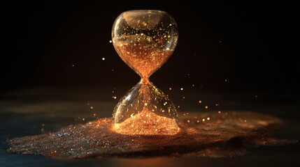 Hourglass filled with glittering golden sand