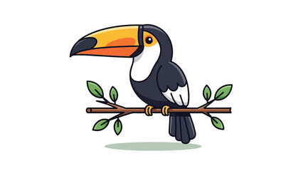 Obraz premium Cartoon Toucan Bird Perched on a Branch.