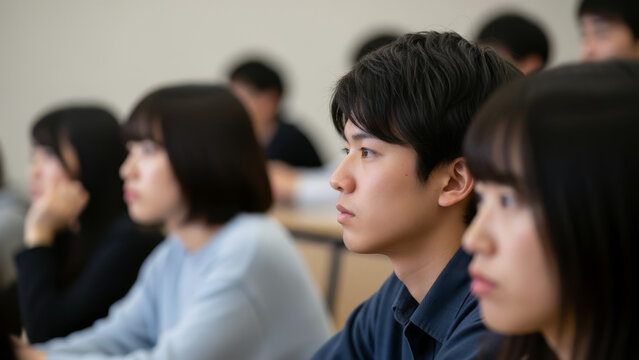 大学の授業 講義を受ける大学生 日本人