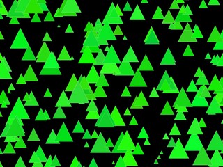 abstract triangles art green on black white border