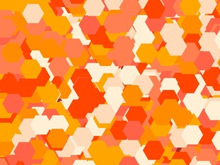 abstract hexagons art oranges on brown