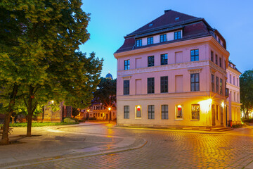 Fototapeta premium Nikolai Quarter in Berlin Germany at sunrise