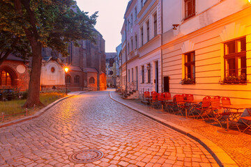 Obraz premium Nikolai Quarter in Berlin Germany at sunrise
