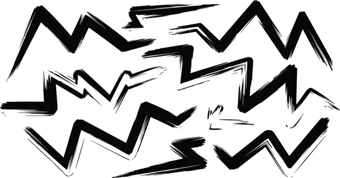 A black and white abstract illustration of jagged lines on a plain background