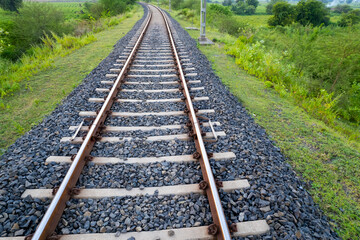Obraz premium Aerial view of green agriculture field, India.