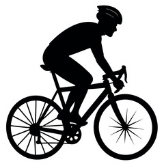 Naklejka premium A cycling silhouette vector rider set in different style 