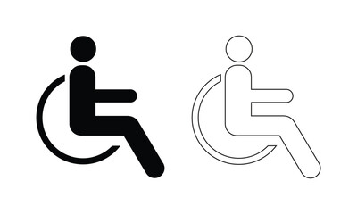 Disabled Person in Wheelchair Icon on White Background, Accessibility Symbol