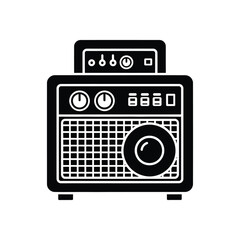 Audio amplifier equipment silhouette icon sound technology vector illustration