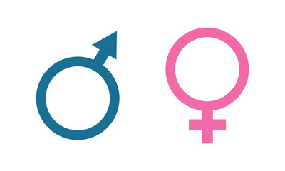 Gender Icon with Man and Woman Symbols on White Background