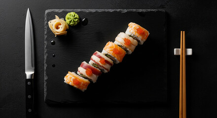 Premium Sushi Close-Up in Studio Lighting