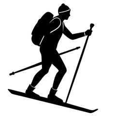 Fototapeta premium A skiing silhouette vector mountaineer set 