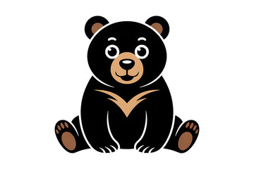 Cute cartoon asiatic black bear cub illustration