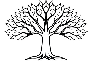 Obraz premium a simple tree with roots line art silhouette vector illustration
