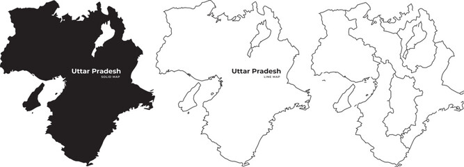 Obraz premium Uttar pradesh india map outline silhouette vector graphic