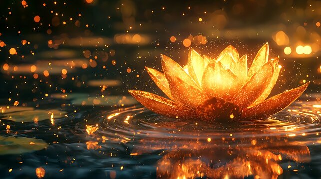 Cosmic golden lotus chakra sacred spiritual illumination high resolution picture