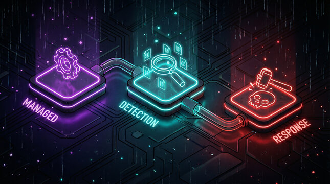 Cybersecurity Managed Detection and Response MDR Process Flow Visualization
