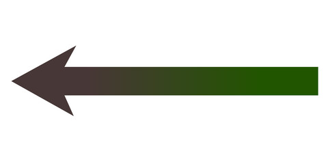 Left direction arrow with dark green gradient isolated on transparent background
